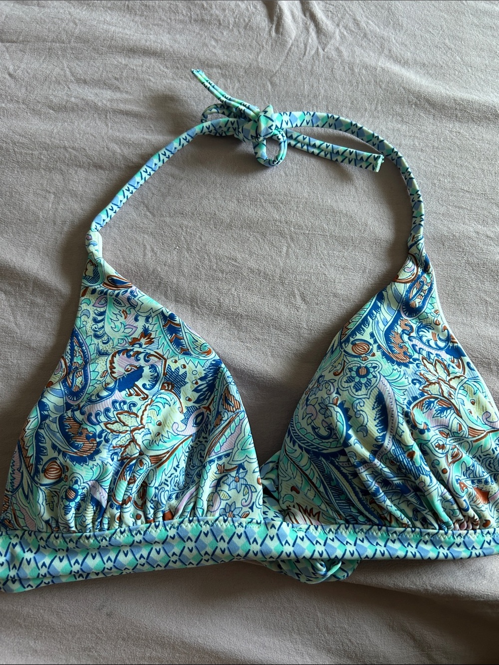 Victoria's Secret Aqua Paisley Halter Bikini Top